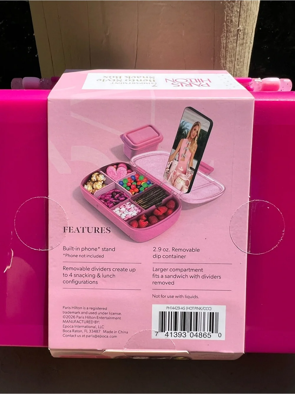 Paris Hilton Hot Pink Hlitter Snack Bento Style Box